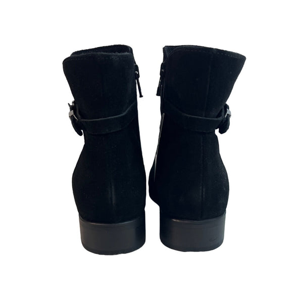 La Canadienne Women's Black Suede Ankle Booties Sz 8M - NWOB