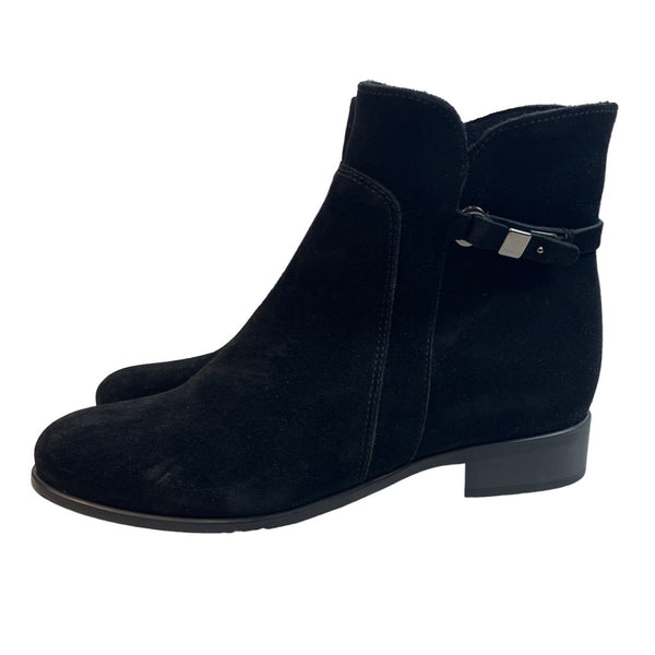 La Canadienne Women's Black Suede Ankle Booties Sz 8M - NWOB