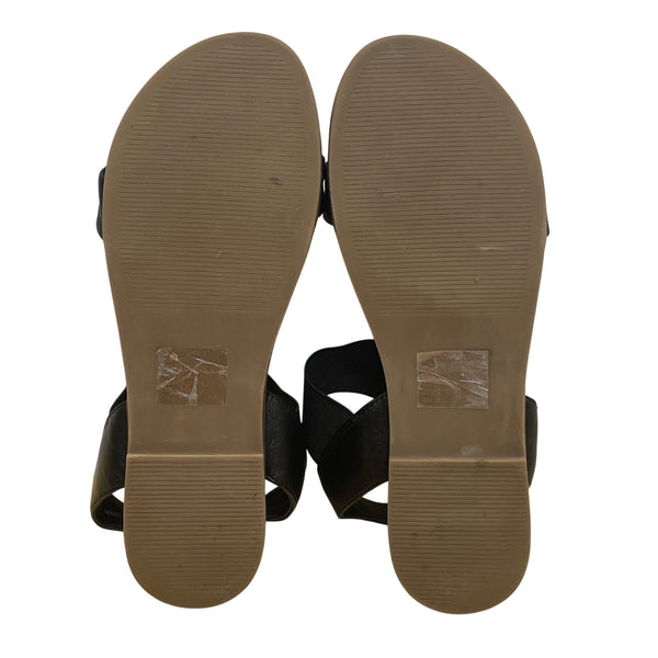 Steve Madden Women’s Black Elastic Strap Faux Leather Flat Sandals Size 7.5M