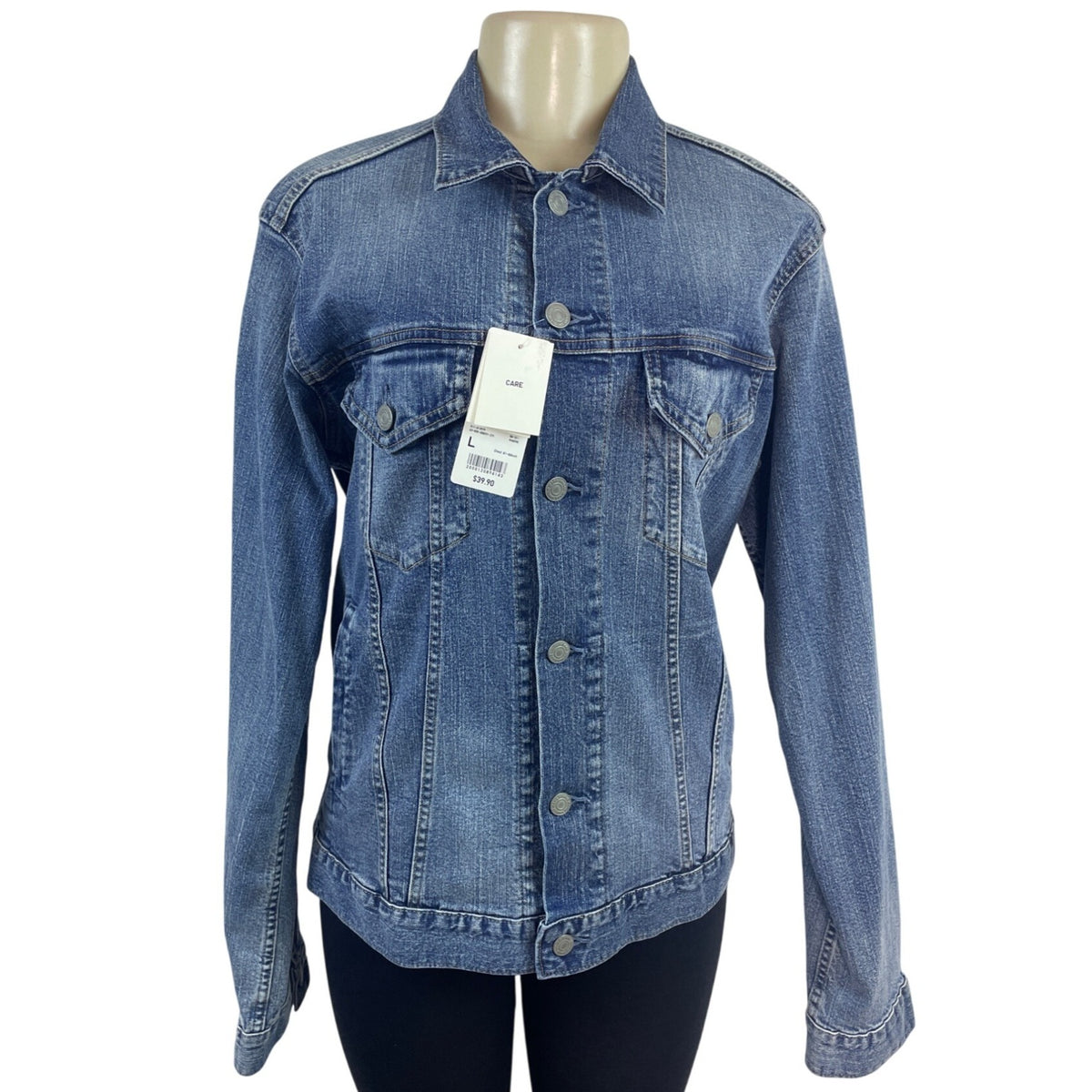 Uniqlo Womens Denim Jean Jacket Classic Fit Button Front Size L - New