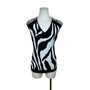 Lafayette 148 Black/White V-Neck Zebra Print Sleeveless Sweater Top Sz S - New