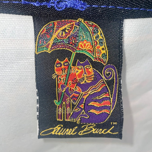 Laurel Burch Women’s Black Multicolor Cotton Cat Print Zipper Pouch Bag Size S