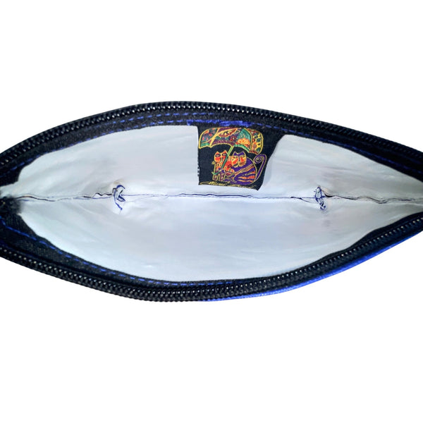 Laurel Burch Women’s Black Multicolor Cotton Cat Print Zipper Pouch Bag Size S
