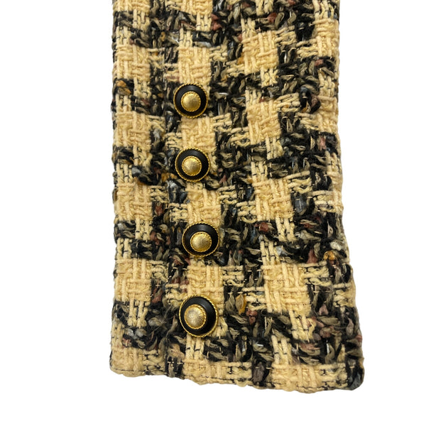 Carlisle Houndstooth Tweed Cropped Jacket With Gold Button Details Sz 10