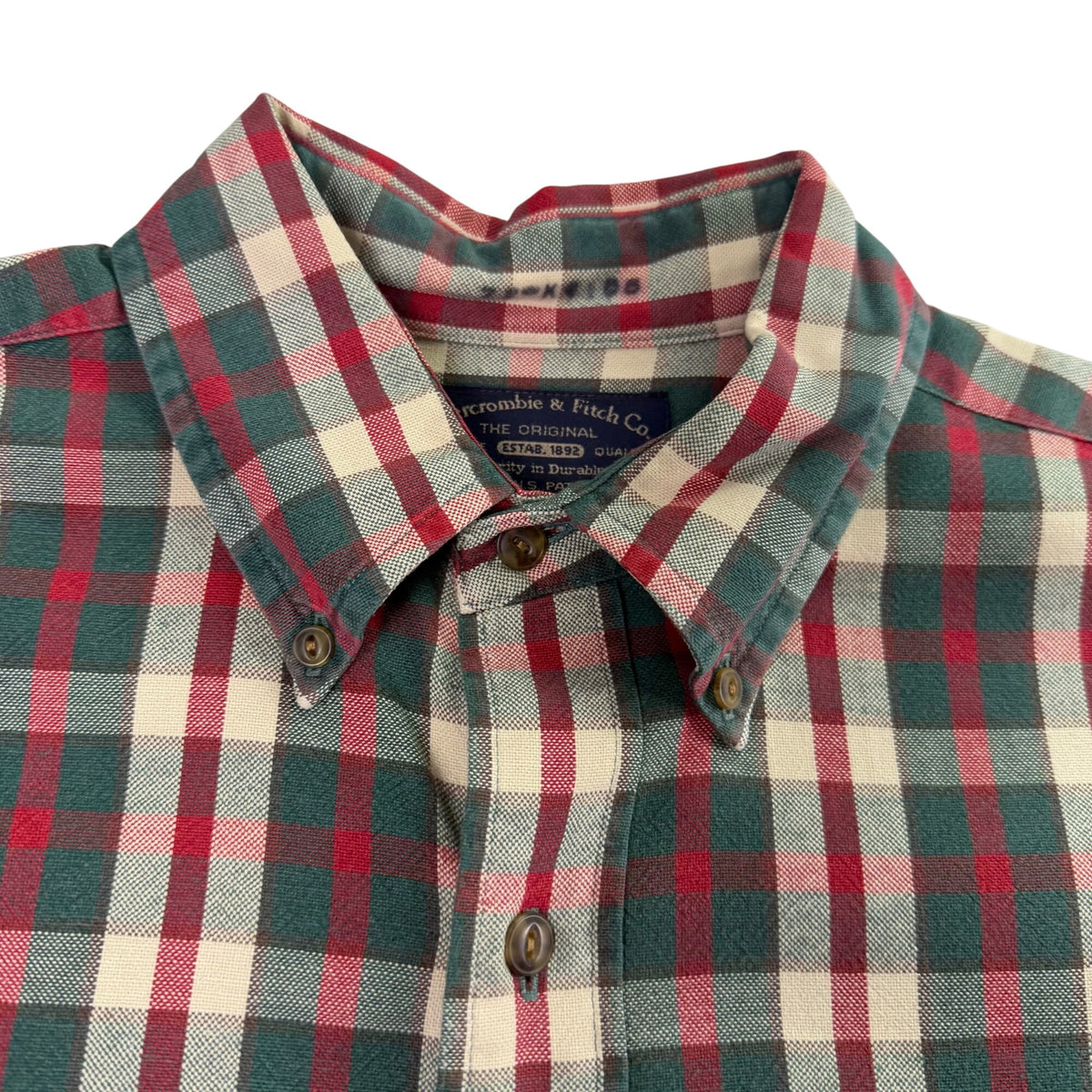 Abercrombie & Fitch Co. Men’s Red/Green Plaid Button-Up Long Sleeve Shirt Size M