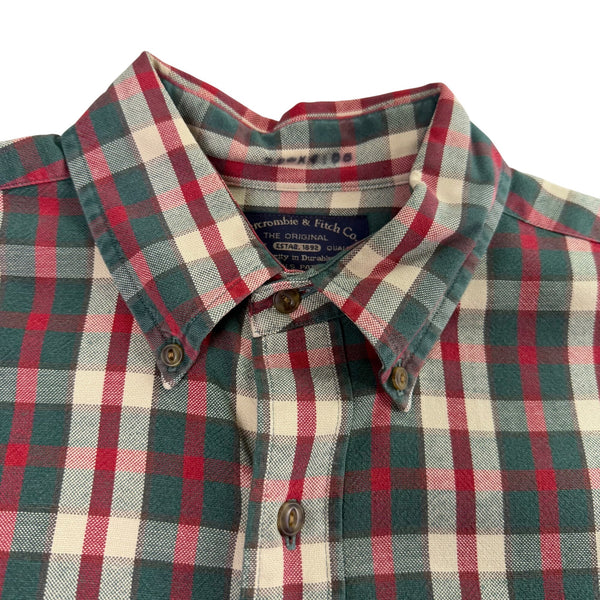 Abercrombie & Fitch Co. Men’s Red/Green Plaid Button-Up Long Sleeve Shirt Size M