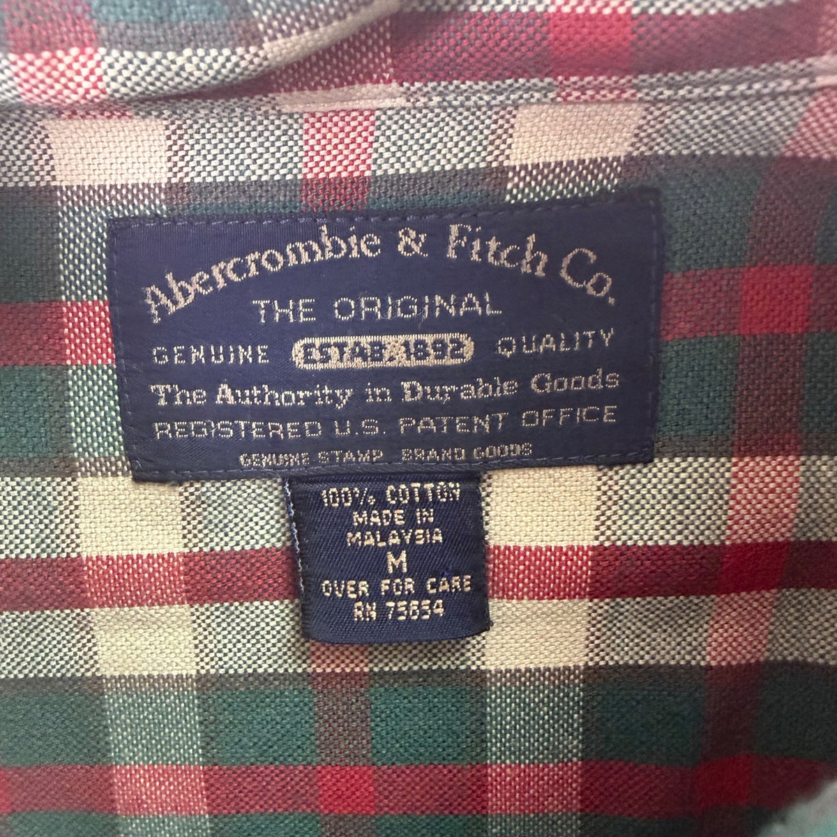 Abercrombie & Fitch Co. Men’s Red/Green Plaid Button-Up Long Sleeve Shirt Size M