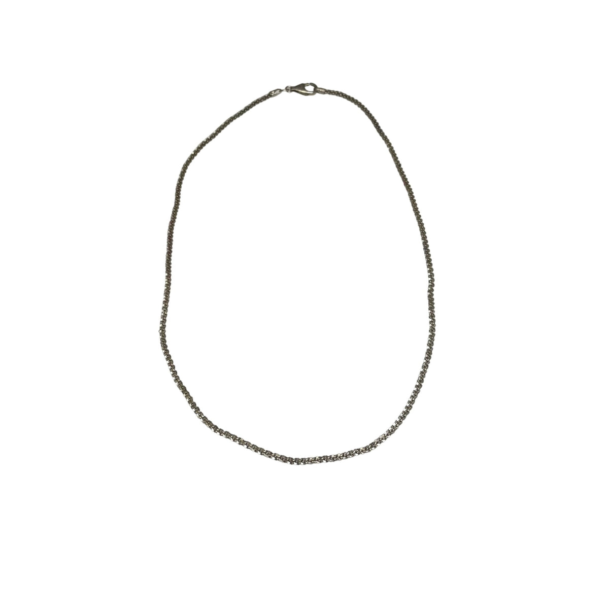 Silver-Tone Unisex Metal Link Chain Necklace 18 Inches Lobster Clasp