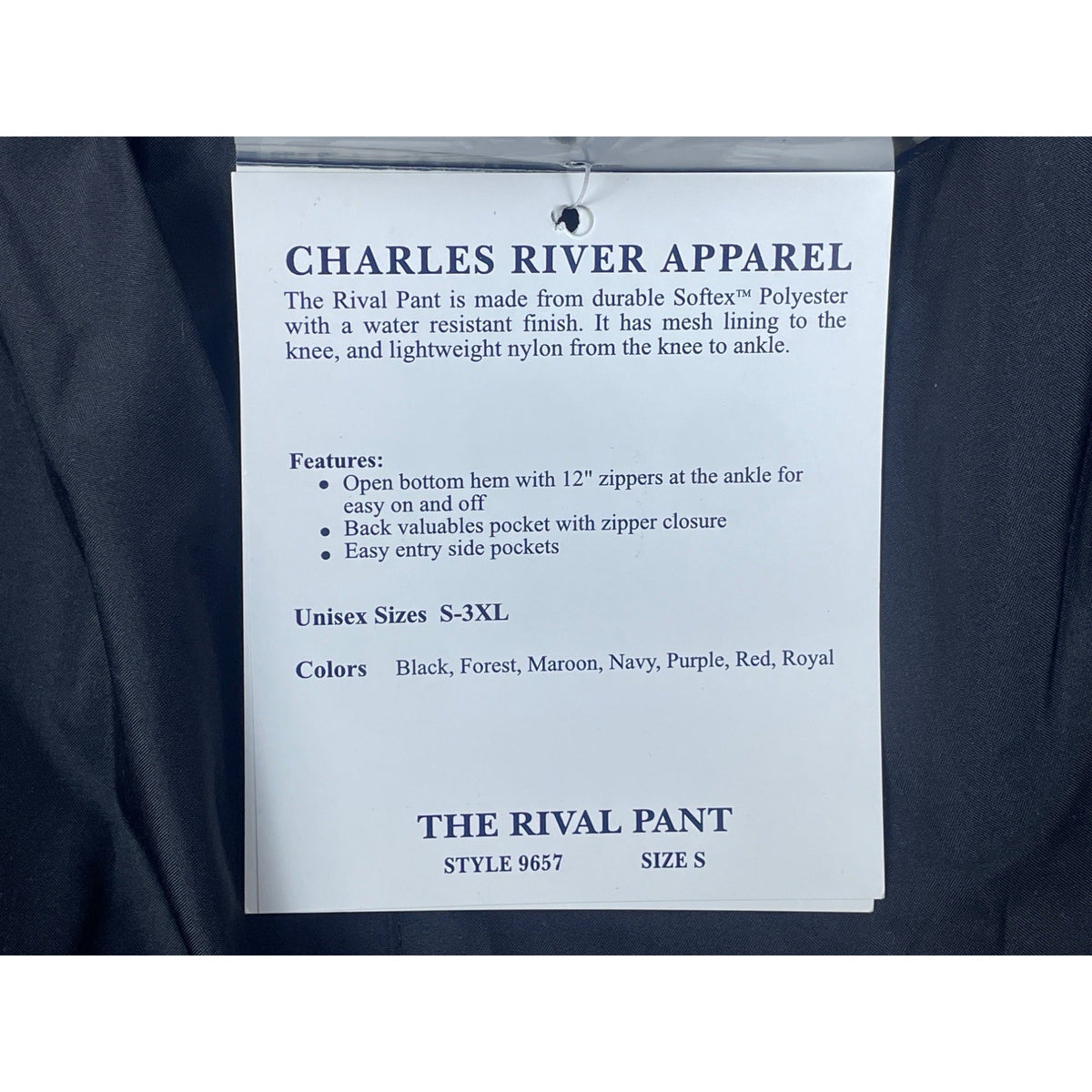 Charles River Men's Grey Apparel pant Ankle Zippers Sz S - NWT