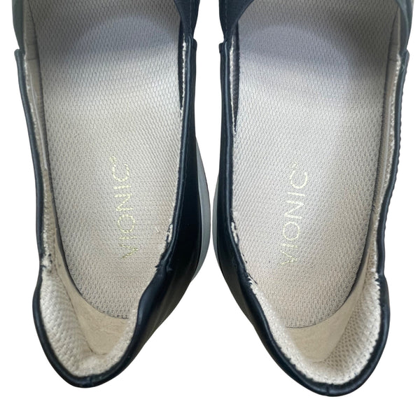 Vionic Women’s Black Leather Slip-On Arch Support Comfort Shoes Size 9.5