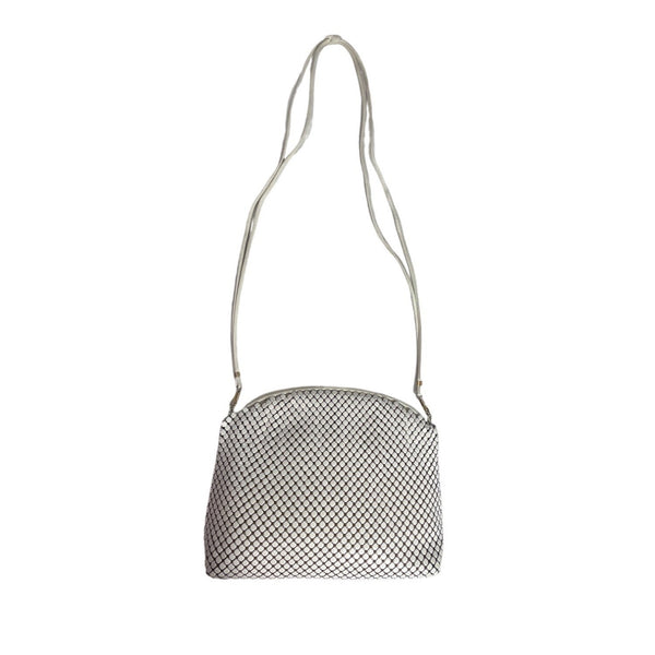 Vintage Whiting And Davis Women's Ivory Metal Mesh Shoulder Bag Sz S
