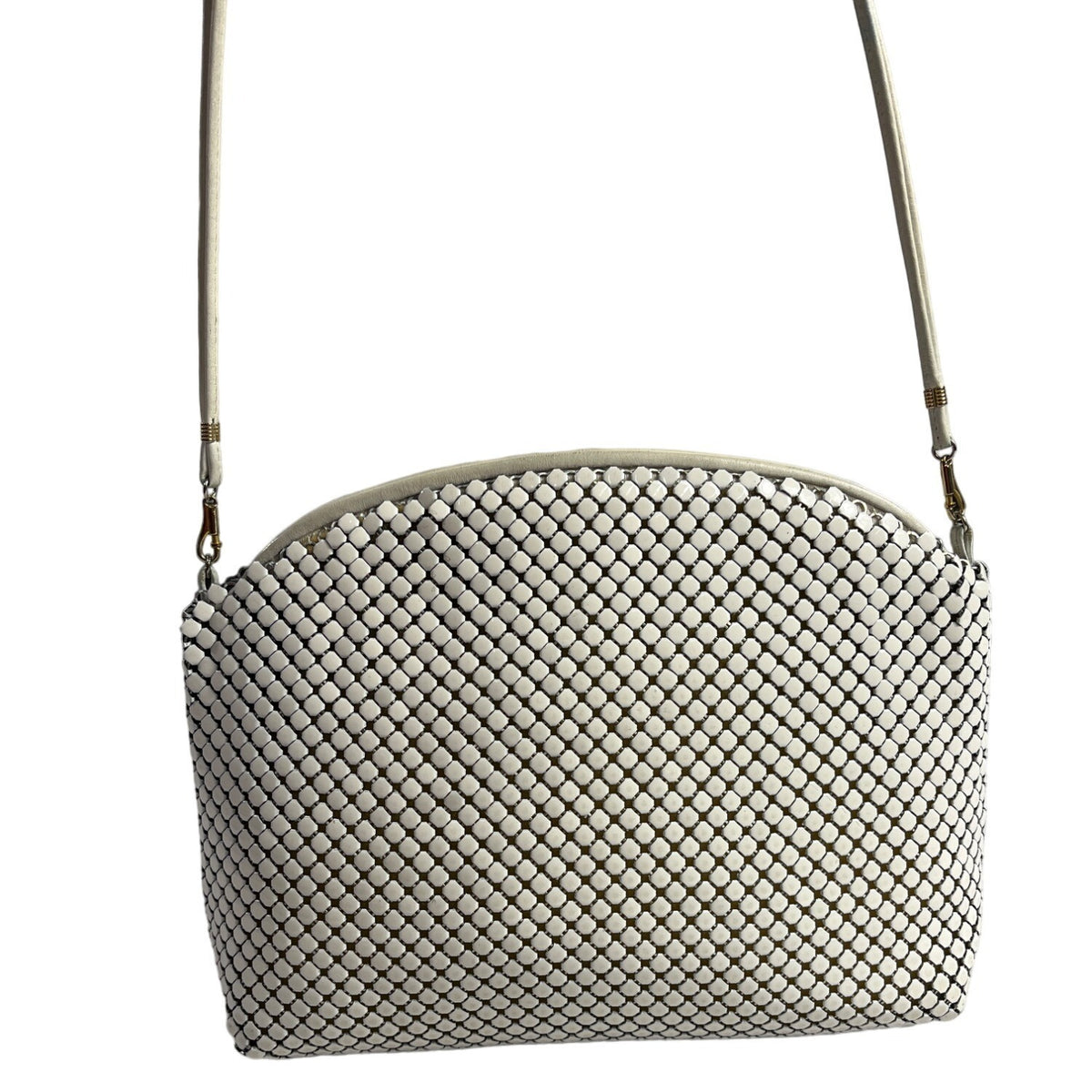 Vintage Whiting And Davis Women's Ivory Metal Mesh Shoulder Bag Sz S