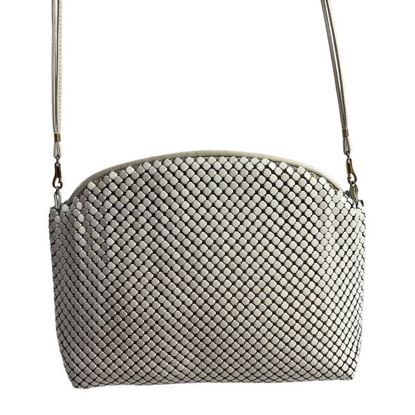 Vintage Whiting And Davis Women's Ivory Metal Mesh Shoulder Bag Sz S