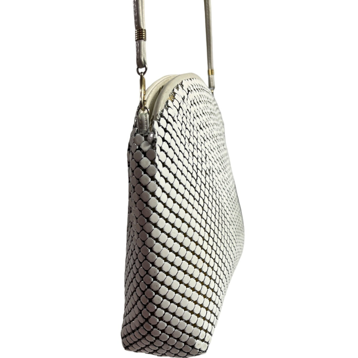 Vintage Whiting And Davis Women's Ivory Metal Mesh Shoulder Bag Sz S