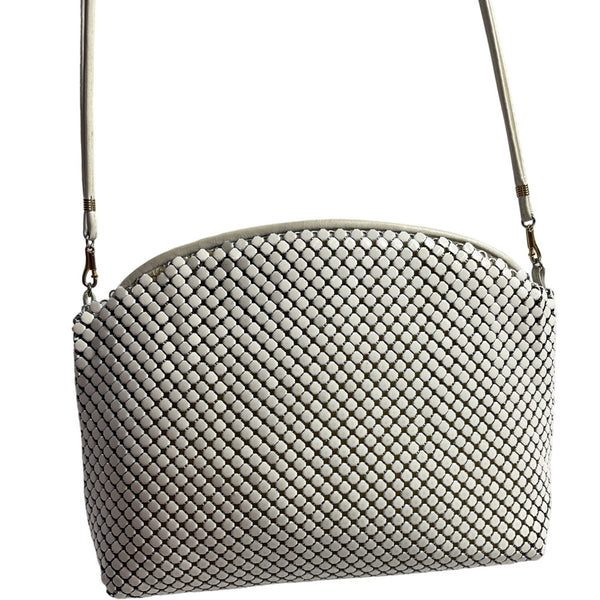 Vintage Whiting And Davis Women's Ivory Metal Mesh Shoulder Bag Sz S