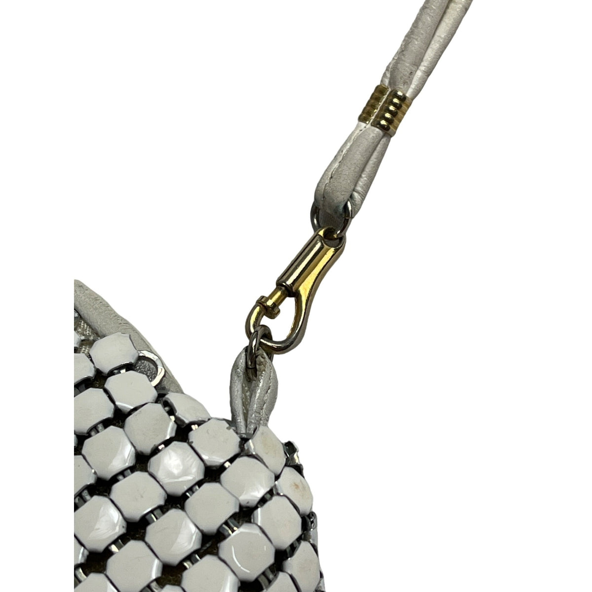 Vintage Whiting And Davis Women's Ivory Metal Mesh Shoulder Bag Sz S