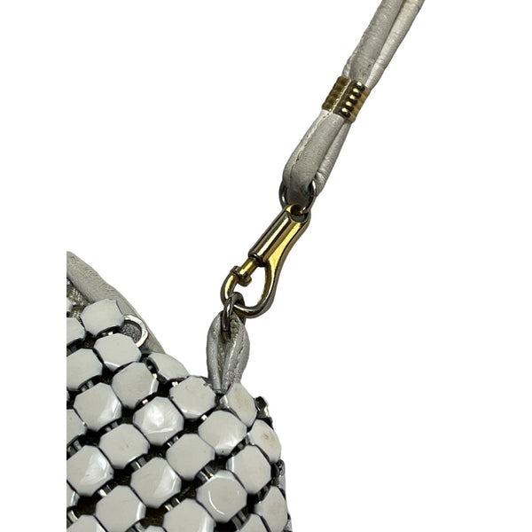 Vintage Whiting And Davis Women's Ivory Metal Mesh Shoulder Bag Sz S