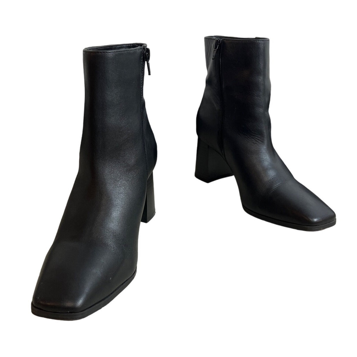 Inc International Concepts Women's Black Leather Inc-Dasha Heeled Booties Sz 9M