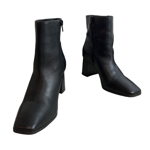 Inc International Concepts Women's Black Leather Inc-Dasha Heeled Booties Sz 9M