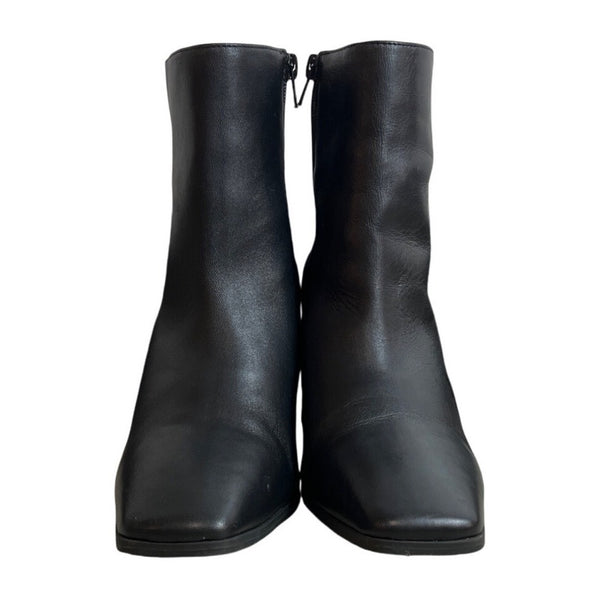 Inc International Concepts Women's Black Leather Inc-Dasha Heeled Booties Sz 9M