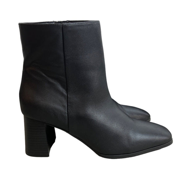 Inc International Concepts Women's Black Leather Inc-Dasha Heeled Booties Sz 9M