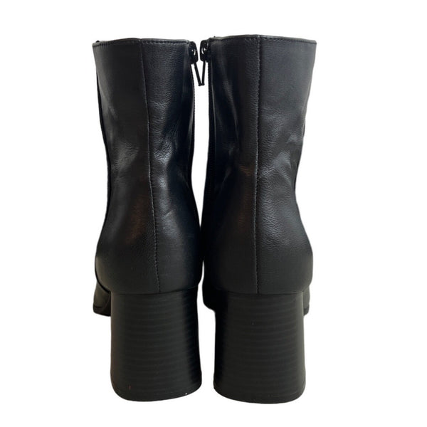 Inc International Concepts Women's Black Leather Inc-Dasha Heeled Booties Sz 9M