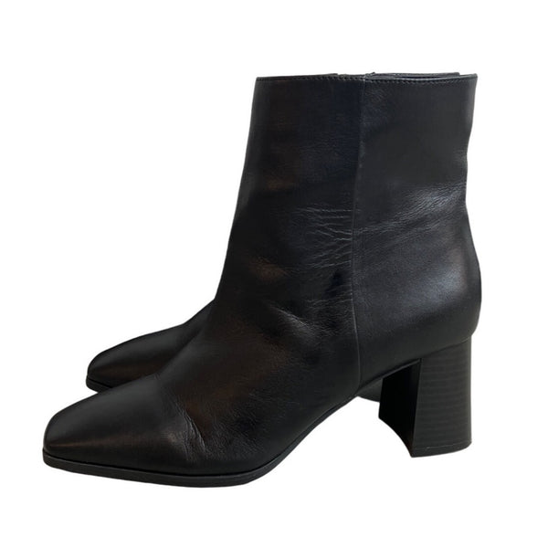 Inc International Concepts Women's Black Leather Inc-Dasha Heeled Booties Sz 9M