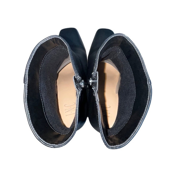 Inc International Concepts Women's Black Leather Inc-Dasha Heeled Booties Sz 9M