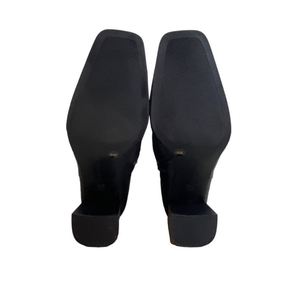 Inc International Concepts Women's Black Leather Inc-Dasha Heeled Booties Sz 9M