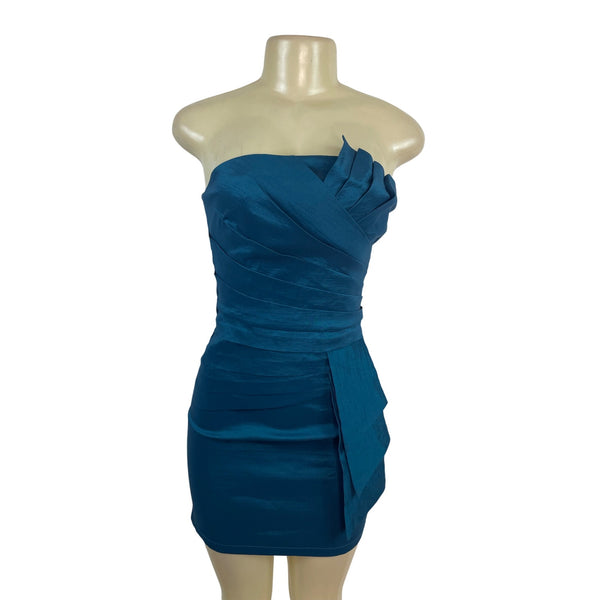 Romeo & Juliet Women's Teal Couture Strapless Mini Dress Sz S