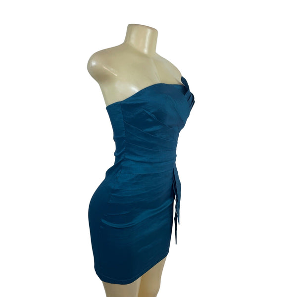 Romeo & Juliet Women's Teal Couture Strapless Mini Dress Sz S