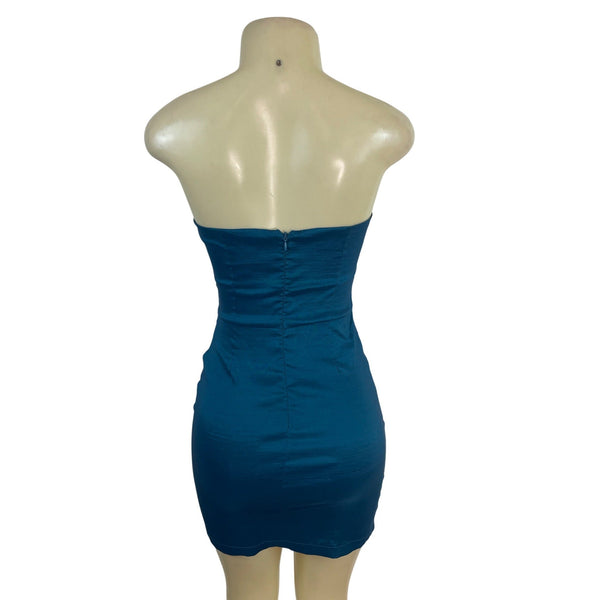 Romeo & Juliet Women's Teal Couture Strapless Mini Dress Sz S