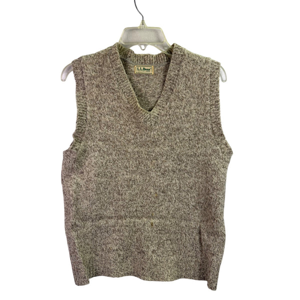 L.L. Bean Mens Gray Wool Knit Sleeveless Sweater Vest V-Neck Classic Fit Large
