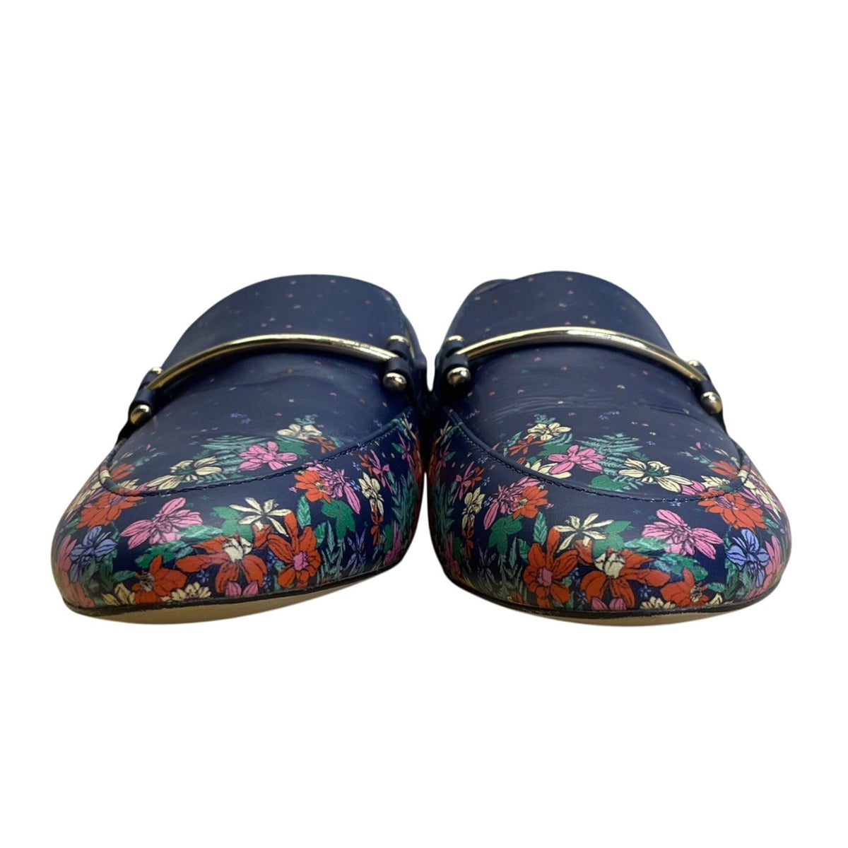 Talbots Women’s Blue Floral Print Genuine Leather Slip-On Loafers Shoes Size 8M