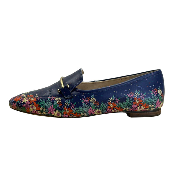 Talbots Women’s Blue Floral Print Genuine Leather Slip-On Loafers Shoes Size 8M