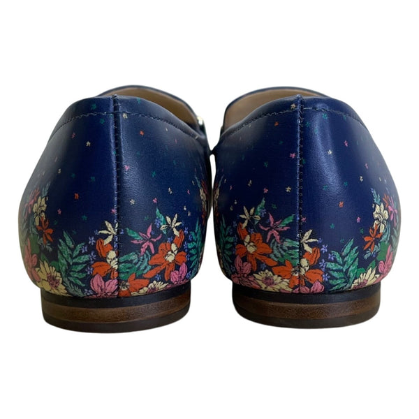 Talbots Women’s Blue Floral Print Genuine Leather Slip-On Loafers Shoes Size 8M