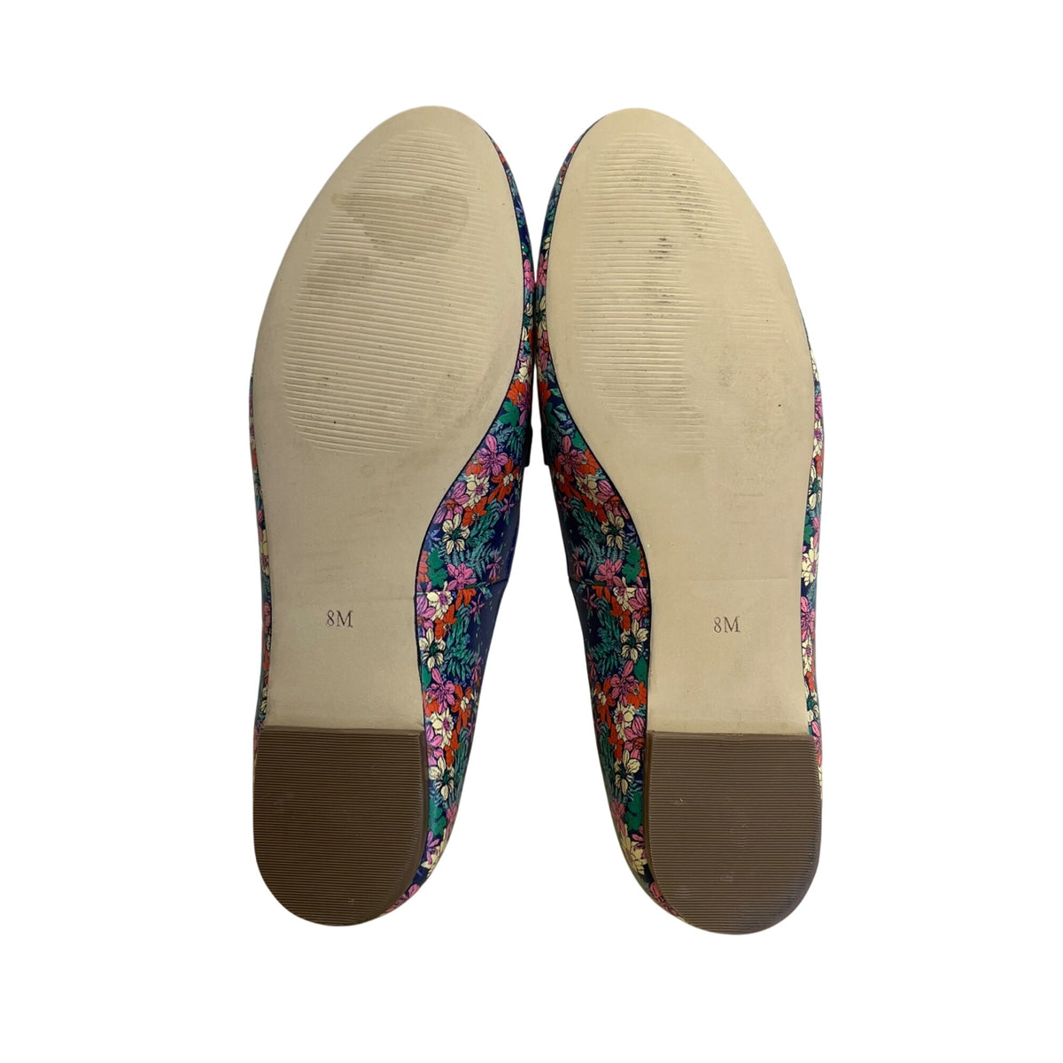 Talbots Women’s Blue Floral Print Genuine Leather Slip-On Loafers Shoes Size 8M
