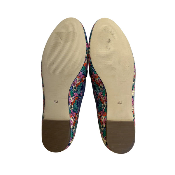 Talbots Women’s Blue Floral Print Genuine Leather Slip-On Loafers Shoes Size 8M