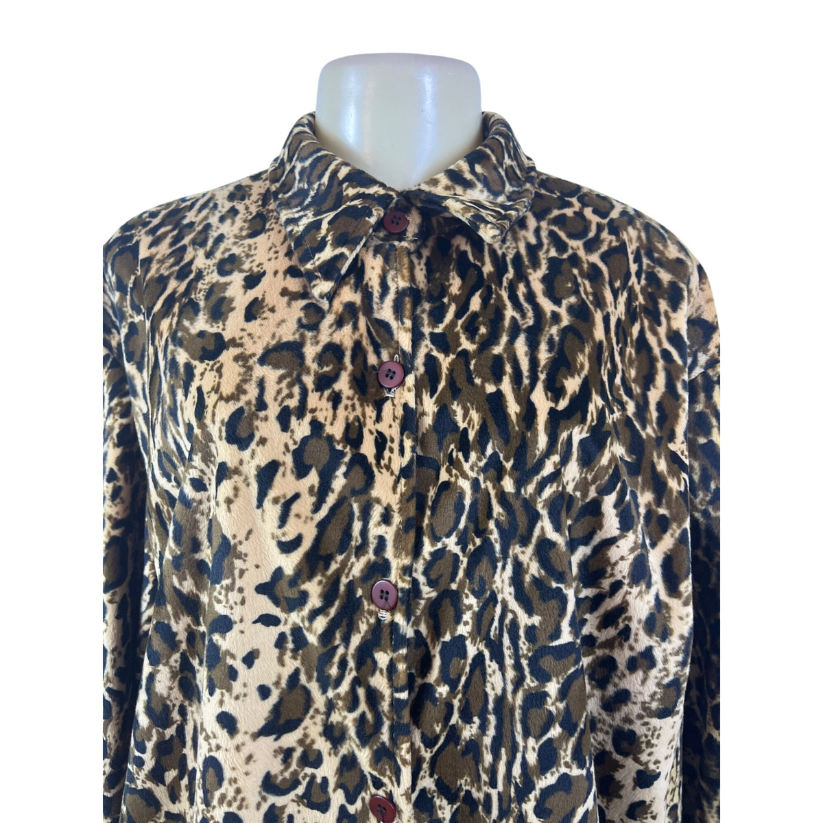 Dennis Basso Womens Leopard Animal Print Button-Up Jacket Sz L