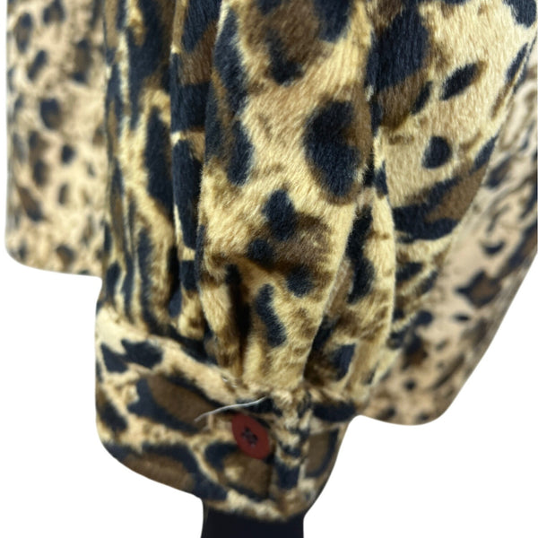 Dennis Basso Womens Leopard Animal Print Button-Up Jacket Sz L