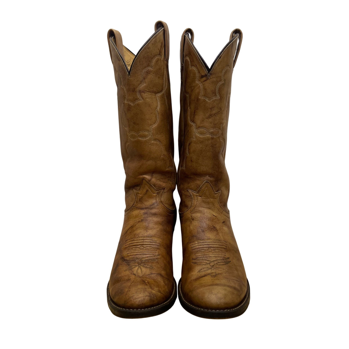 Tony Lama Men’s Tan Brown Leather Vintage Style Western Cowboy Boots Size 6.5D