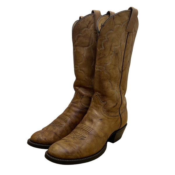 Tony Lama Men’s Tan Brown Leather Vintage Style Western Cowboy Boots Size 6.5D