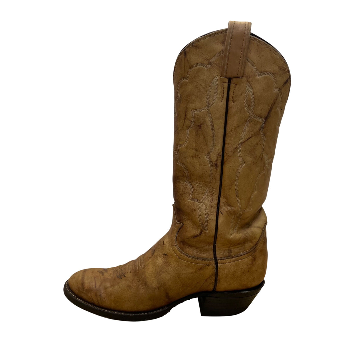 Tony Lama Men’s Tan Brown Leather Vintage Style Western Cowboy Boots Size 6.5D