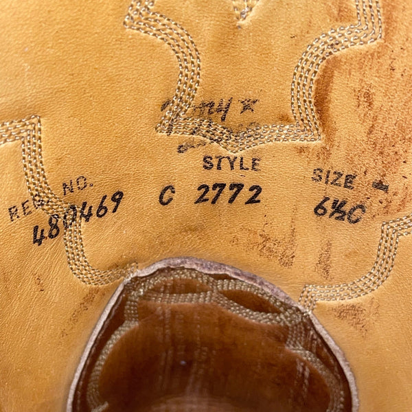 Tony Lama Men’s Tan Brown Leather Vintage Style Western Cowboy Boots Size 6.5D