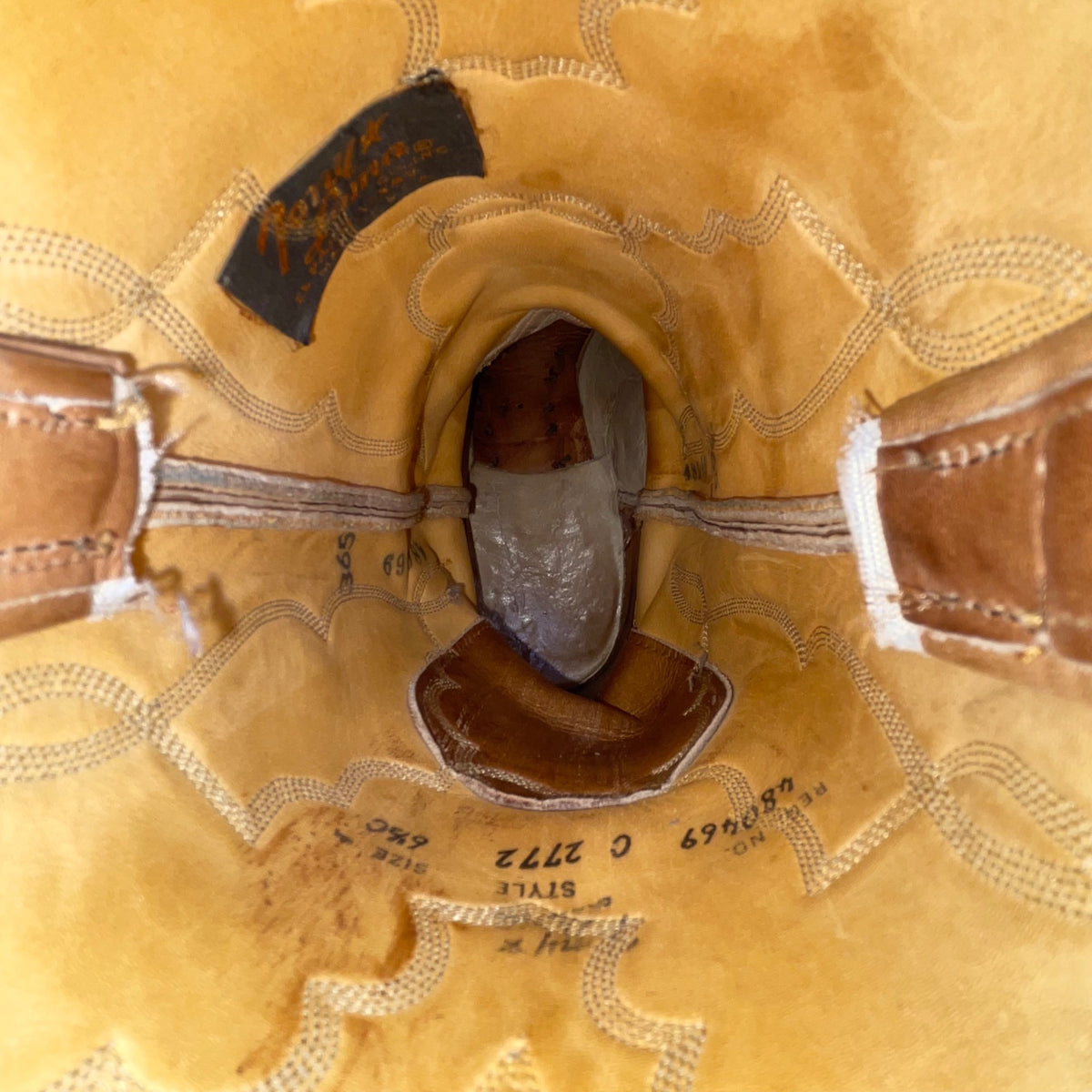 Tony Lama Men’s Tan Brown Leather Vintage Style Western Cowboy Boots Size 6.5D