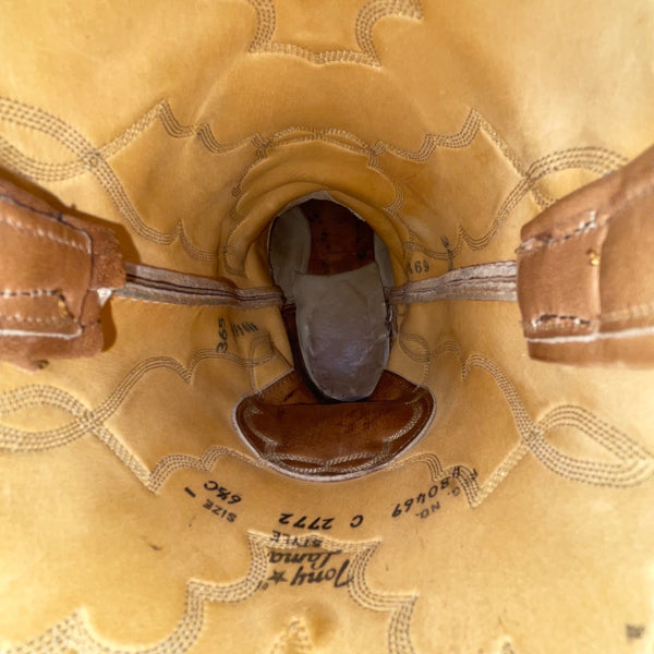 Tony Lama Men’s Tan Brown Leather Vintage Style Western Cowboy Boots Size 6.5D