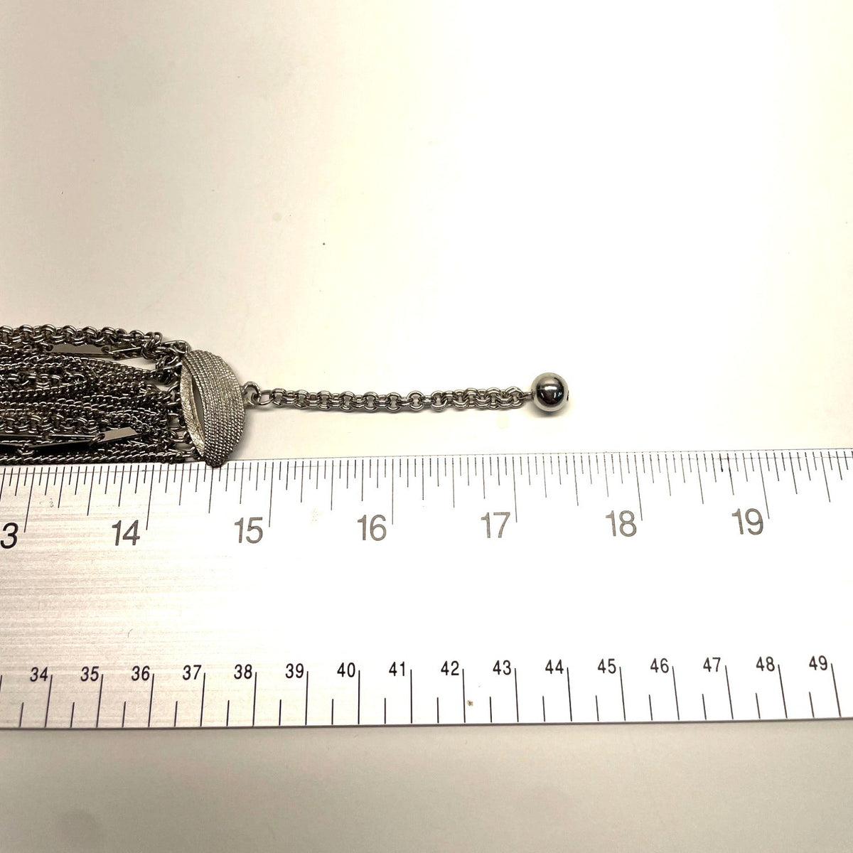 Women's Silver Tone Multi Layer Bib Chain Necklace - 17in