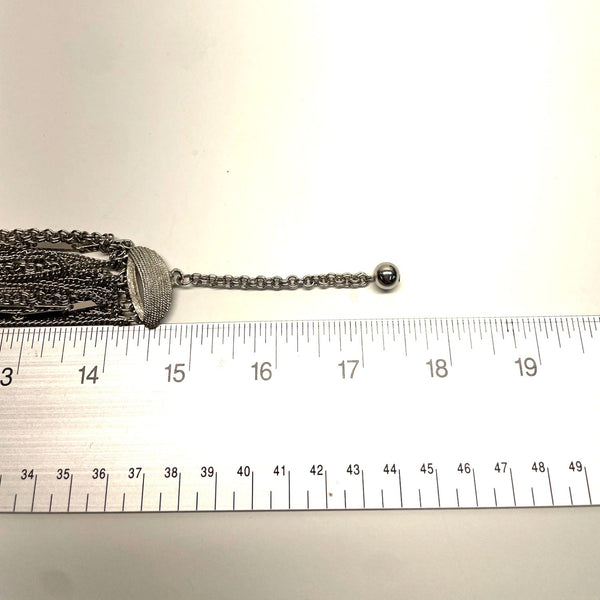 Women's Silver Tone Multi Layer Bib Chain Necklace - 17in