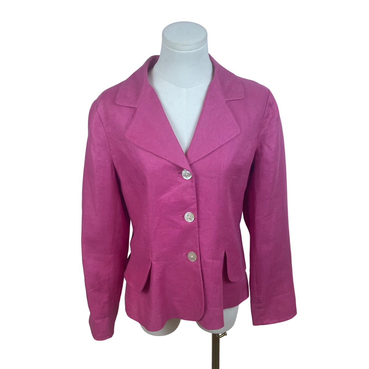 Coldwater Creek Womens Pink Linen-Blend Blazer Chic Button-Up Jacket Size 10