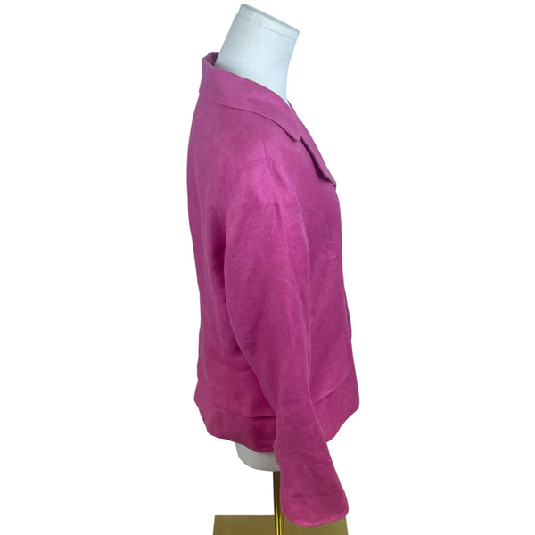 Coldwater Creek Womens Pink Linen-Blend Blazer Chic Button-Up Jacket Size 10
